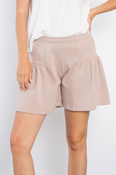 PB5024 SOLID FRENCH TERRY SIDE SHIRRED SHORTS